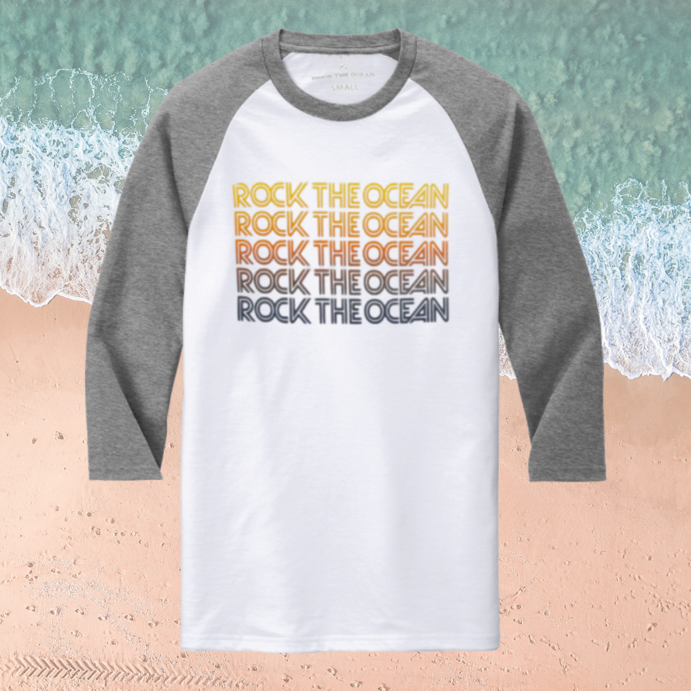 CALI SUNSET WHITE/GREY UNISEX 3/4 SLEEVE T-SHIRT