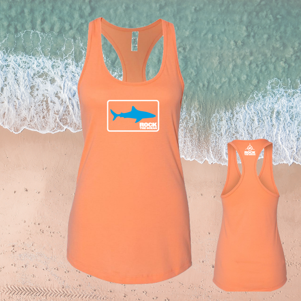 SHARK FLO STACKED LADIES ORANGE TANK