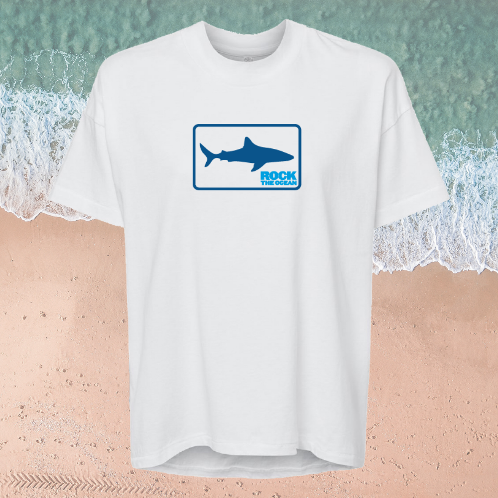 SHARK FLO STACKED LADIES WHITE T-SHIRT