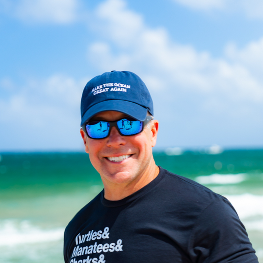Make the Ocean Great Again hat on Model on Beach