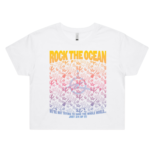 Womens Rainbow Coral Cropped T-Shirt