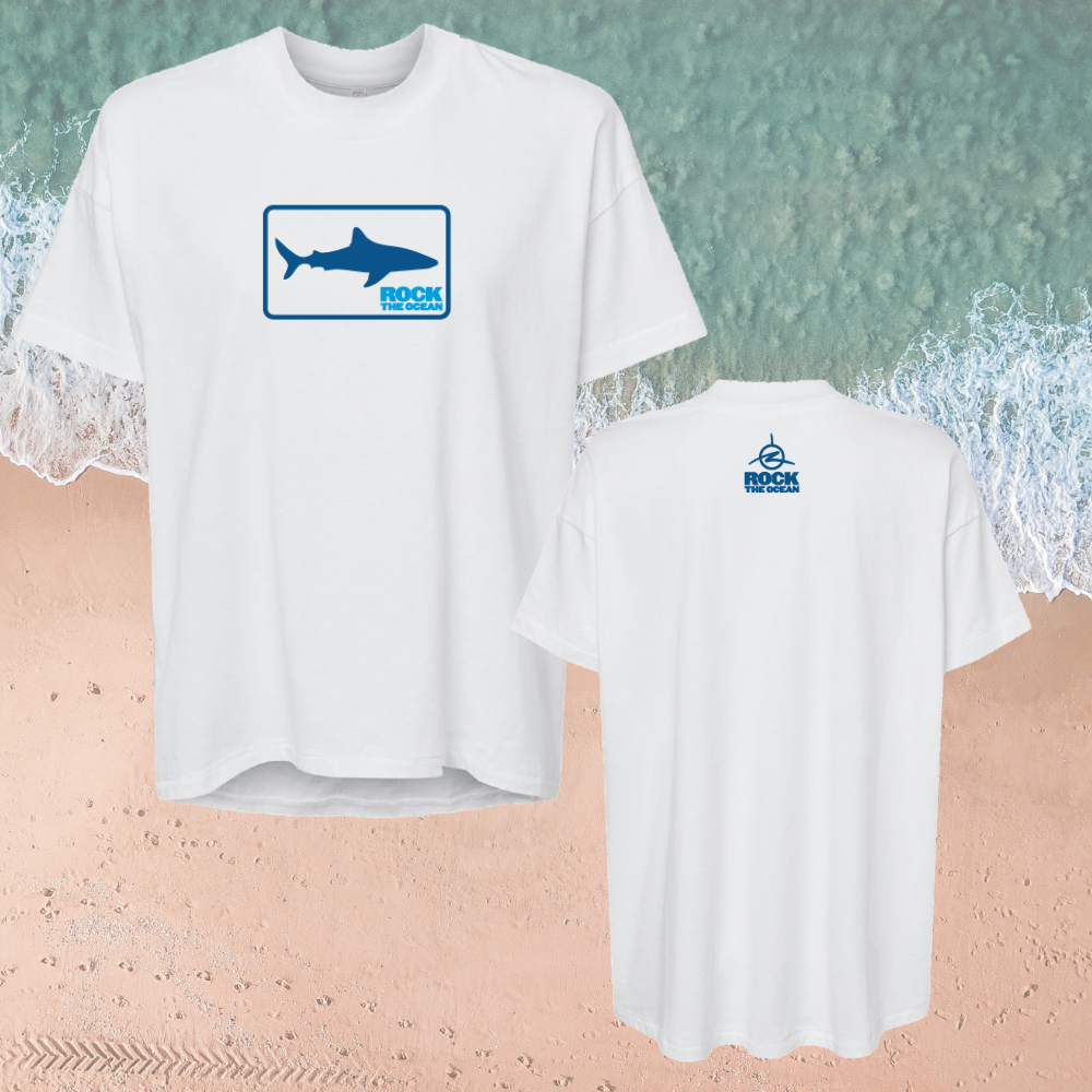 SHARK FLO STACKED LADIES WHITE T-SHIRT