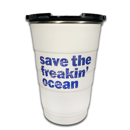 SAVE THE FREAKIN' OCEAN PIRANI TUMBLER 16 OZ