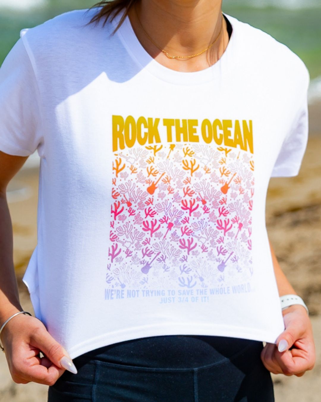 Rainbow Coral Ladies Cropped T-Shirt