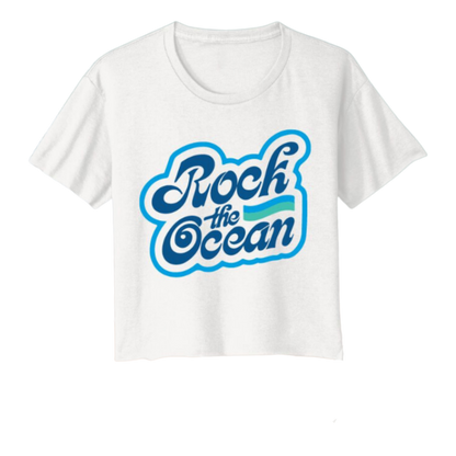 Rock The Womens Ocean Caps Cropped T-Shirt