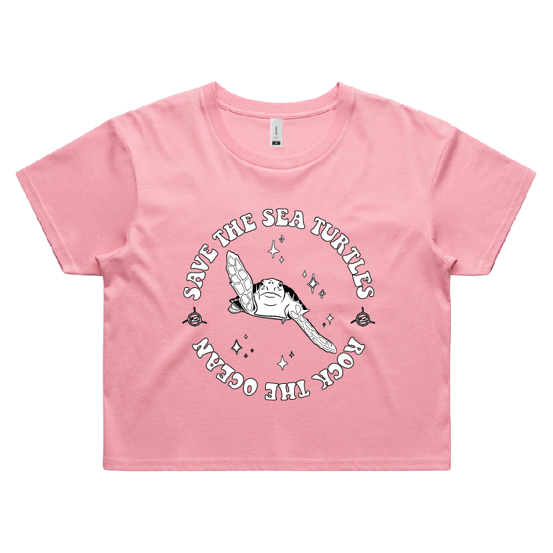 Womens Teddy Swims Cropped T-Shirt | Pink | Rock the Ocean